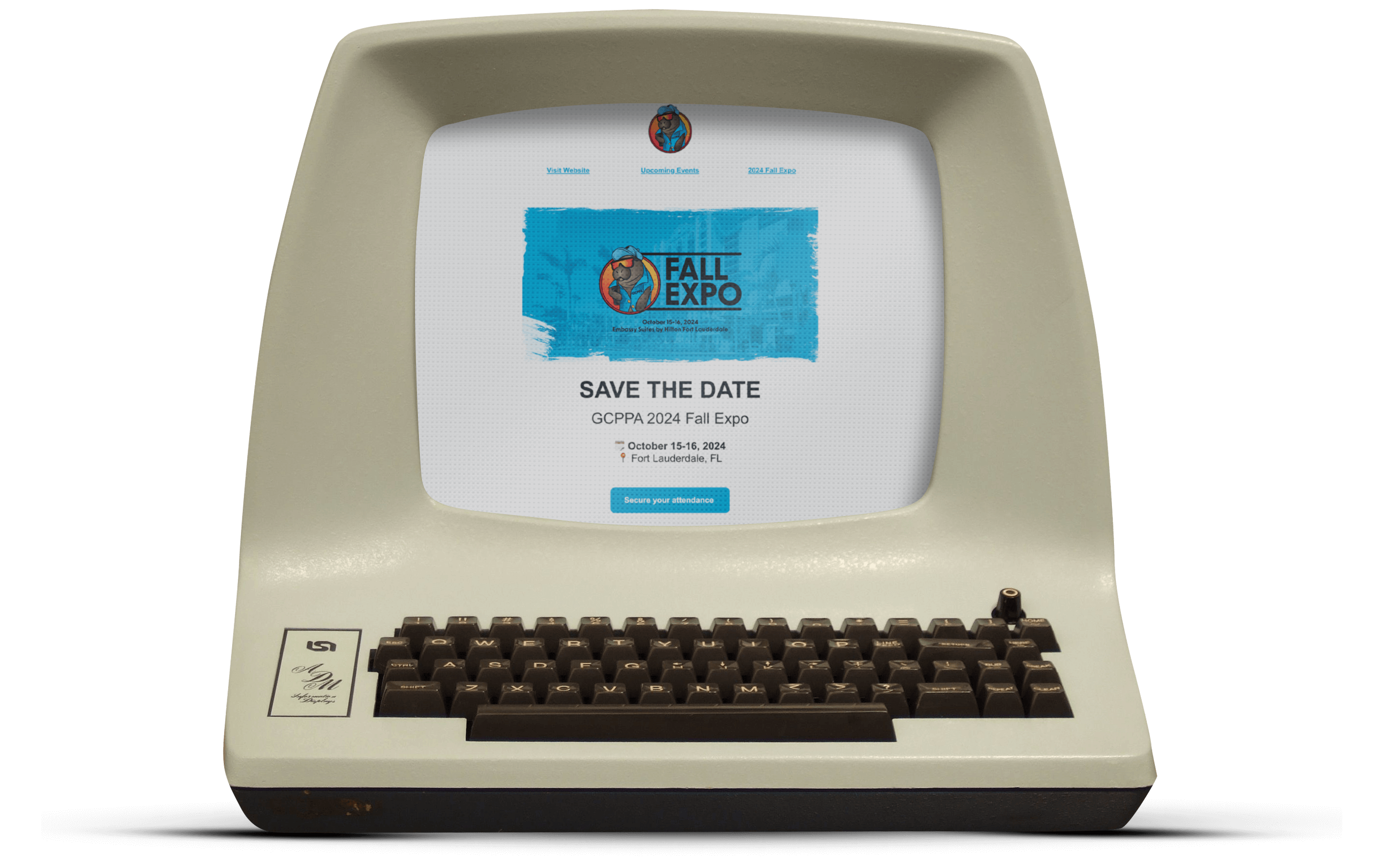 a computer on a white background displays a GCPPA email designed by Jacksonville marketing agency, Cormorant Marketing