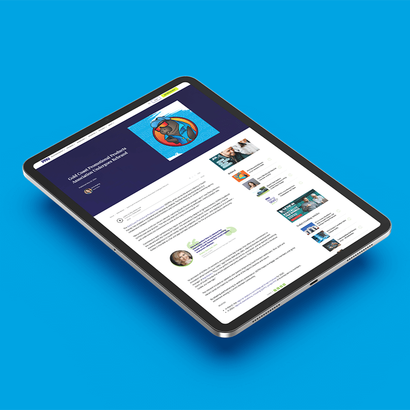 ipad on a blue background displays a press release by Jacksonville marketing agency, cormorant marketing