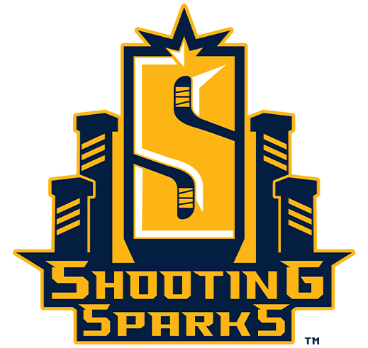 Shooting sparks hockey logo by Cormorant Marketing